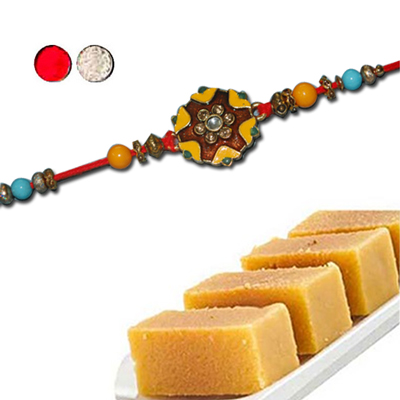 "Rakhi - ZR-5310 A (Single Rakhi),  500gms of Milk Mysore Pak - Click here to View more details about this Product